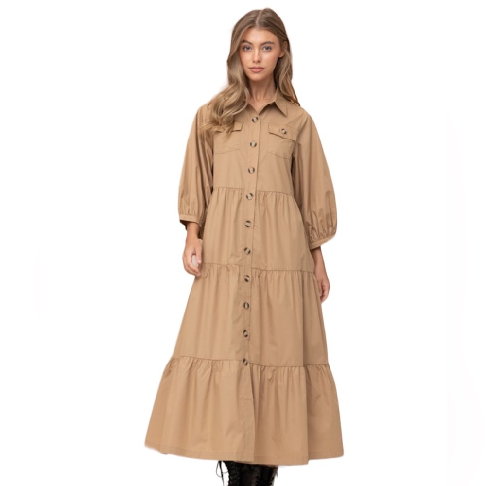 Women’s Tier Button Down Dress L NWT